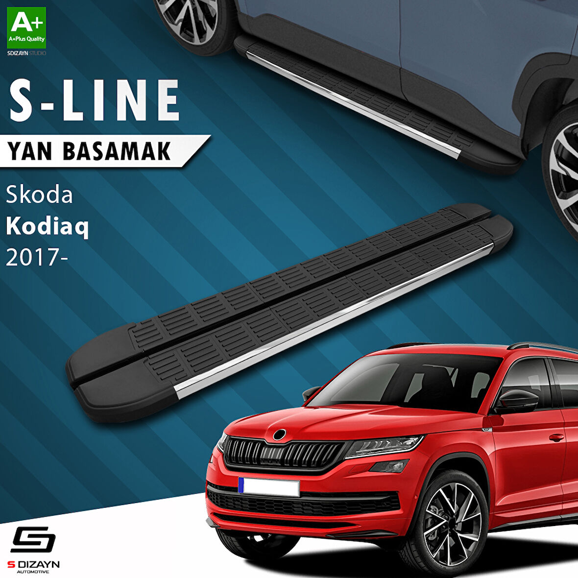 S-Dizayn Skoda Kodiaq S-Line Krom Yan Basamak 193 Cm 2017 Üzeri A+ Kalite