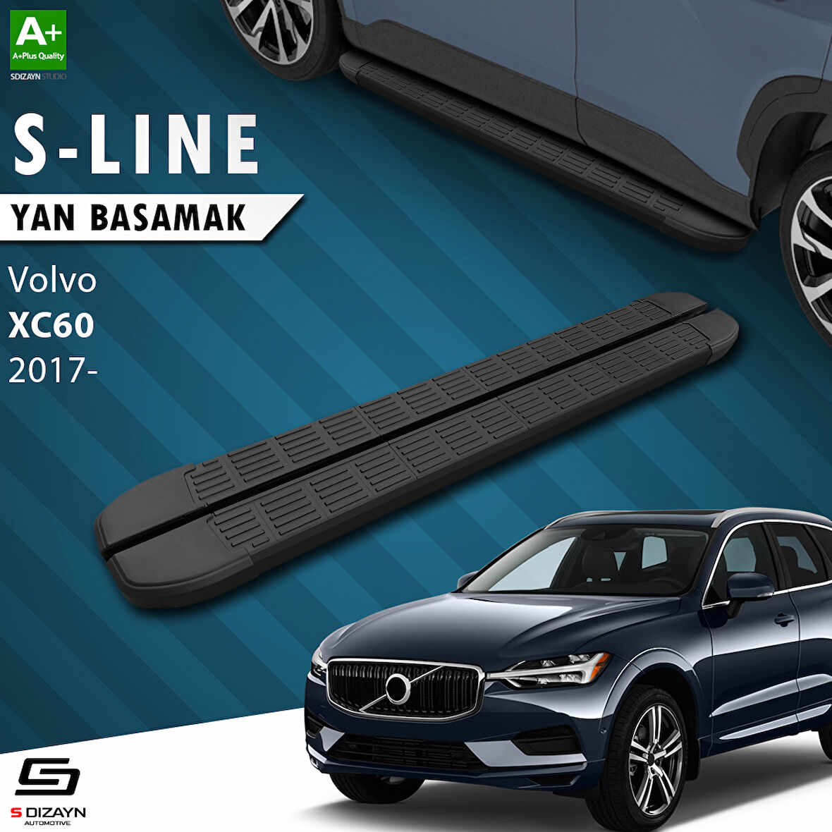 S-Dizayn Volvo Xc60 2 S-Line Siyah Yan Basamak 193 Cm 2017 Üzeri A+ Kalite