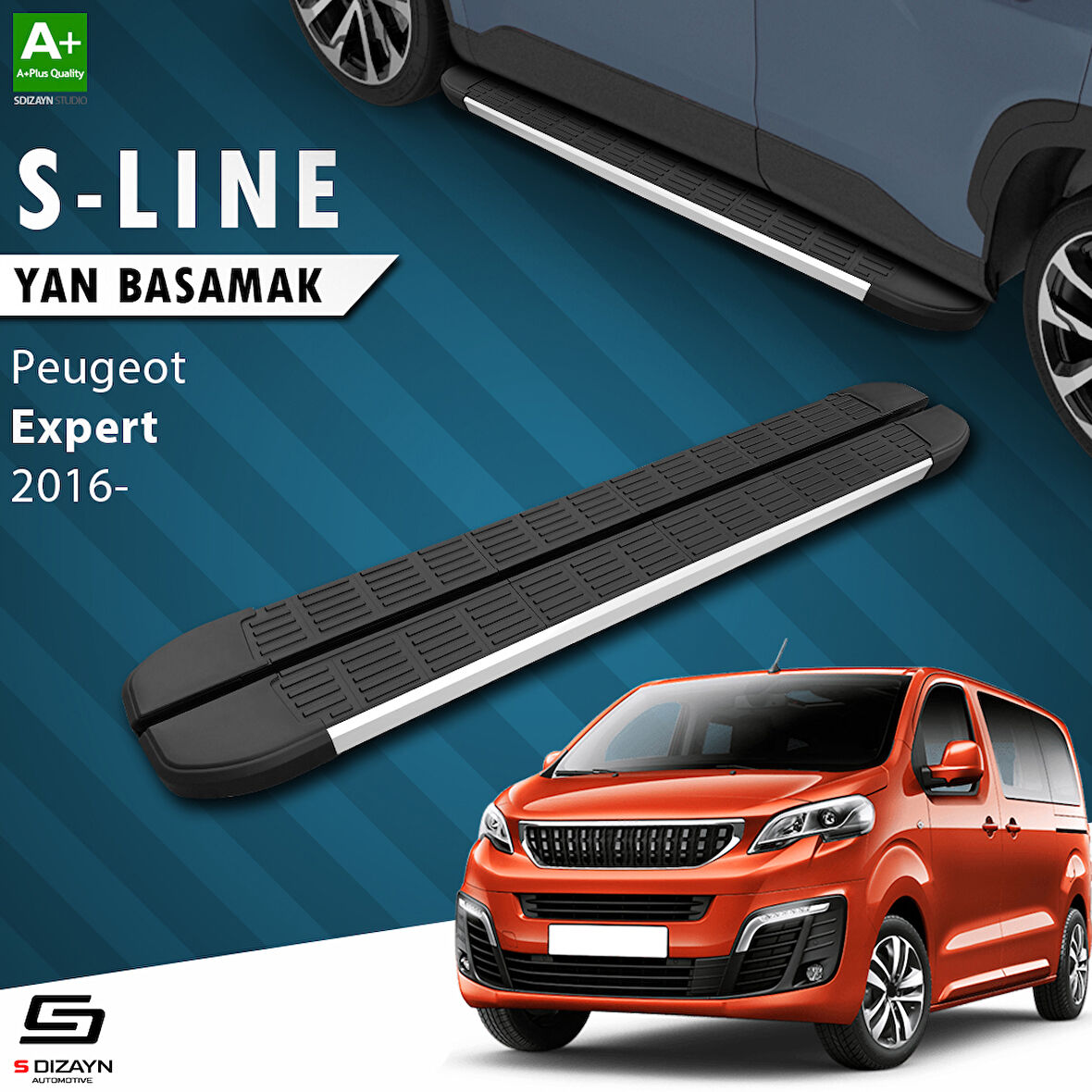 S-Dizayn Peugeot Expert 3 Kısa Şase S-Line Aluminyum Yan Basamak 213 Cm 2016 Üzeri A+ Kalite