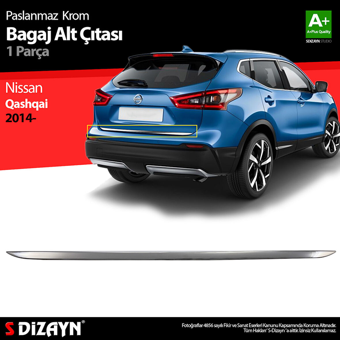 S-Dizayn Nissan Qashqai Krom Bagaj Alt Çıtası 2014-2021