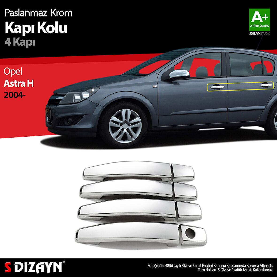 S-Dizayn Opel Astra H Krom Kapı Kolu 4 Kapı 2004-2013