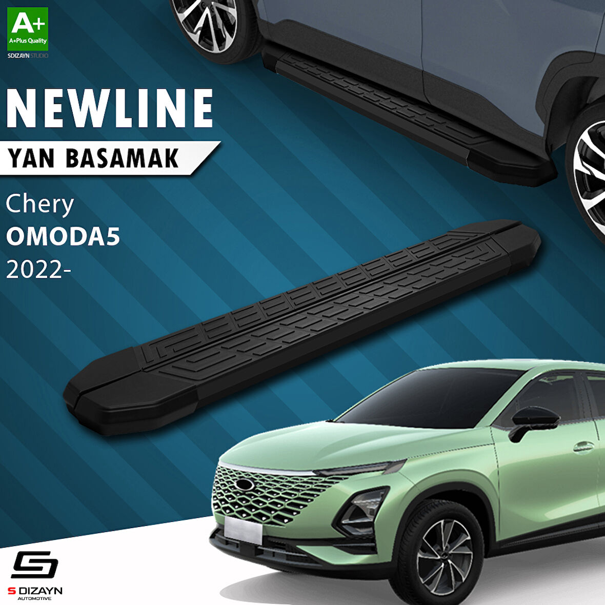 S-Dizayn Chery Omoda5 NewLine Siyah Yan Basamak 183 Cm 2022 Üzeri A+ Kalite