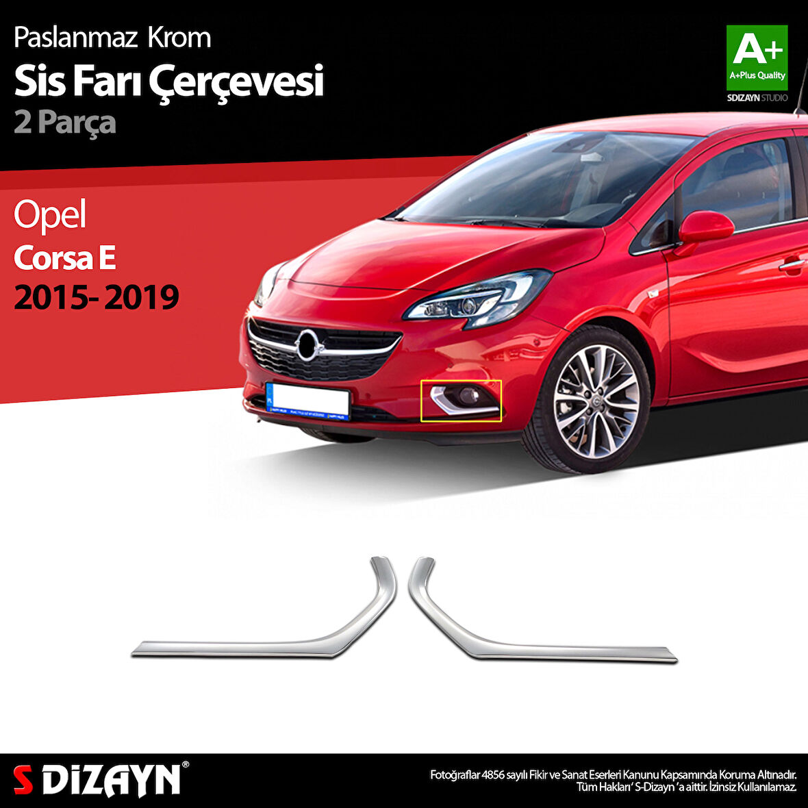 S-Dizayn Opel Corsa E Krom Sis Farı Çerçevesi 2 Prç 2015-2019