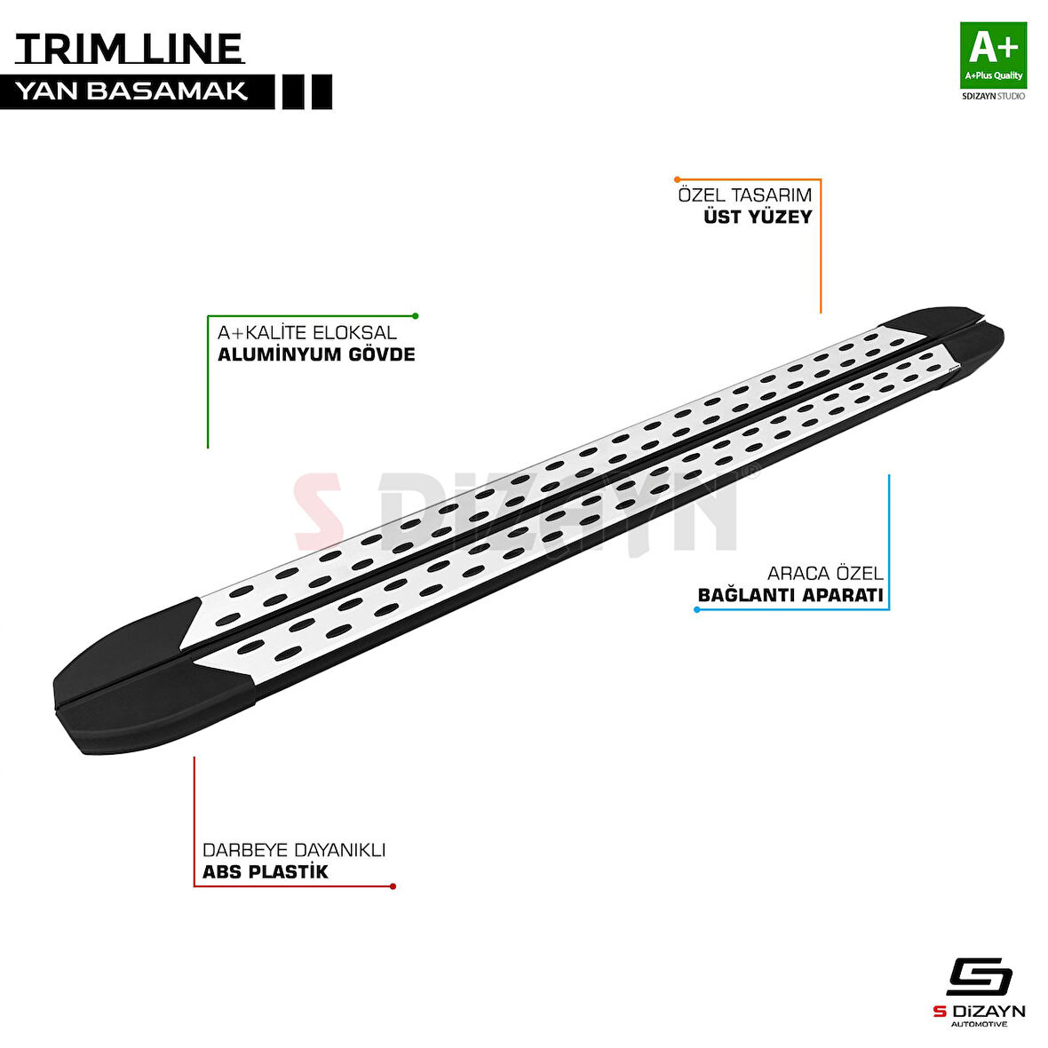 S-Dizayn Ford Courier 2 TrimLine Gri Yan Basamak 188 Cm 2023 Üzeri A+ Kalite