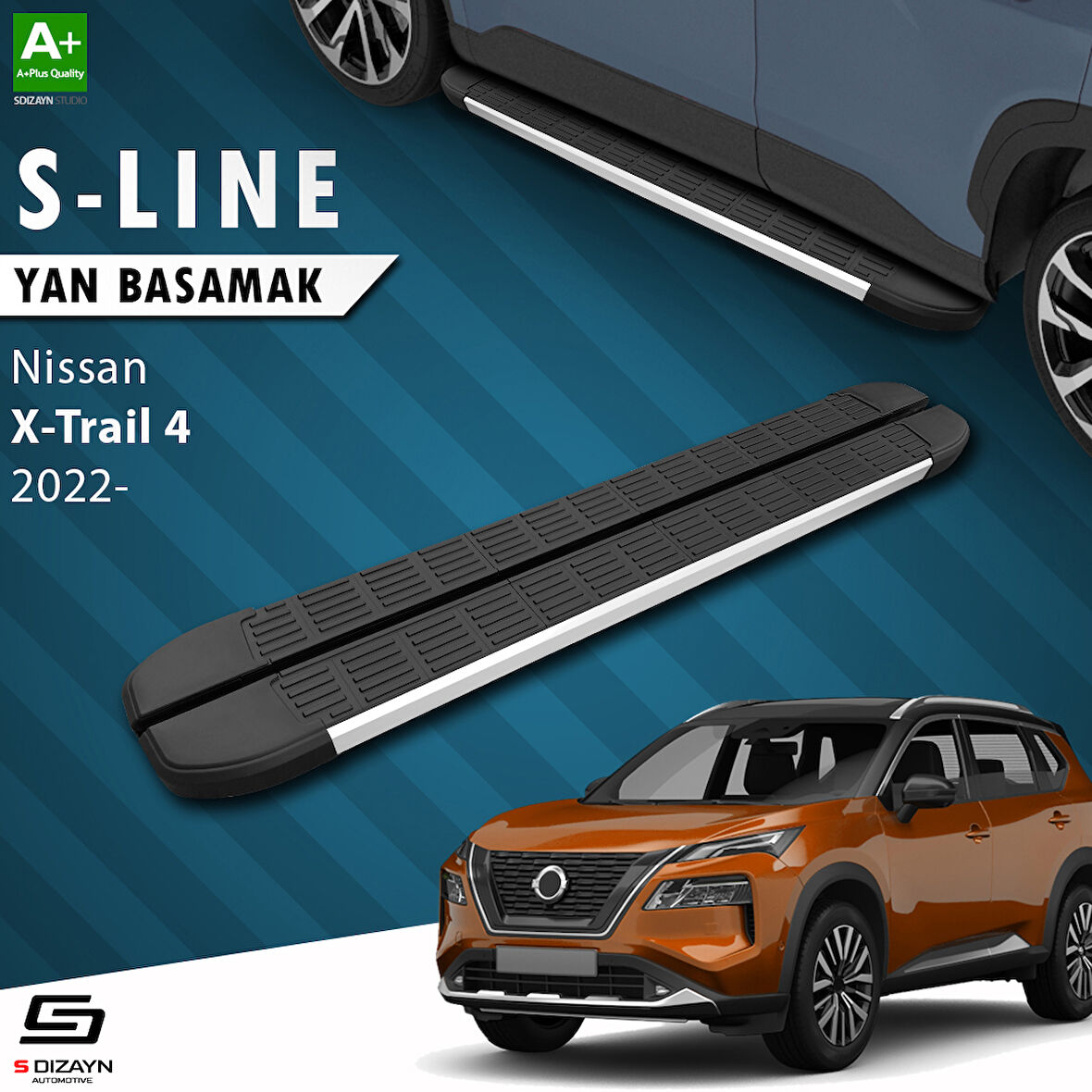 S-Dizayn Nissan X-Trail T33 S-Line Aluminyum Yan Basamak 183 Cm 2022 Üzeri A+ Kalite