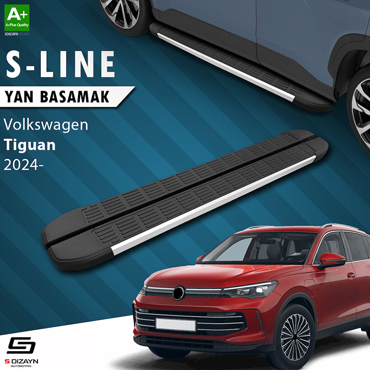 S-Dizayn VW Tiguan 3 S-Line Aluminyum Yan Basamak 183 Cm 2024 Üzeri A+ Kalite