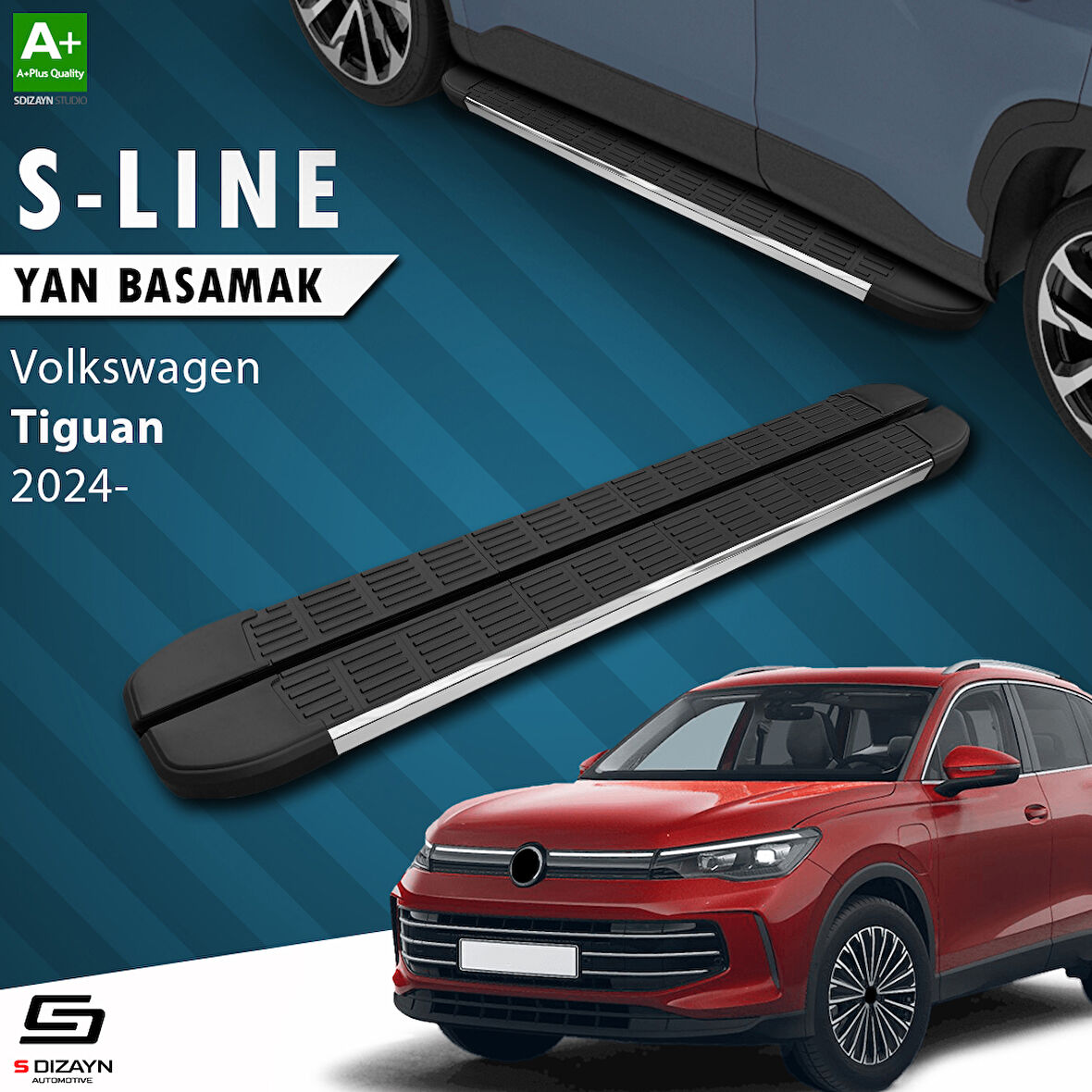 S-Dizayn VW Tiguan 3 S-Line Krom Yan Basamak 183 Cm 2024 Üzeri A+ Kalite