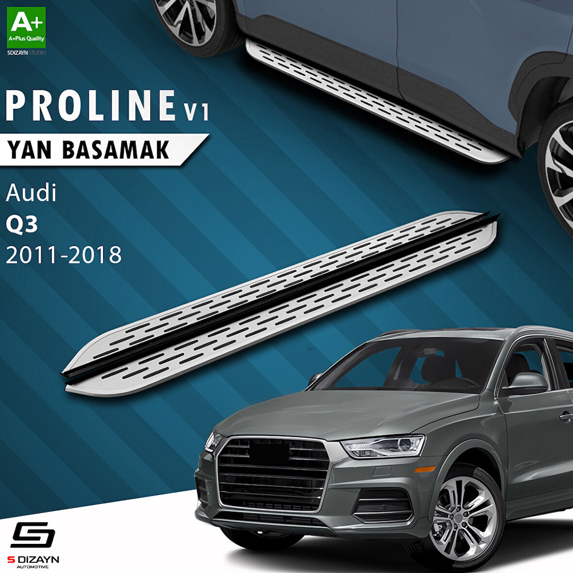 S-Dizayn Audi Q3 8U OEM Still Pro V1 Aluminyum Yan Basamak 173 Cm 2011-2018 A+ Kalite