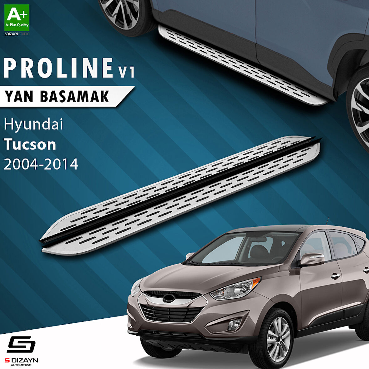 S-Dizayn Hyundai Tucson 2 OEM Still Pro V1 Aluminyum Yan Basamak 173 Cm 2004-2014 A+ Kalite