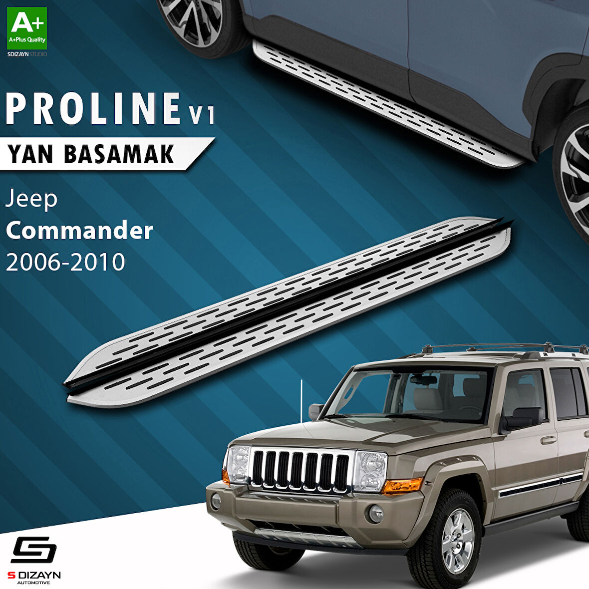 S-Dizayn Jeep Commander OEM Still Pro V1 Aluminyum Yan Basamak 173 Cm 2006-2010 A+ Kalite
