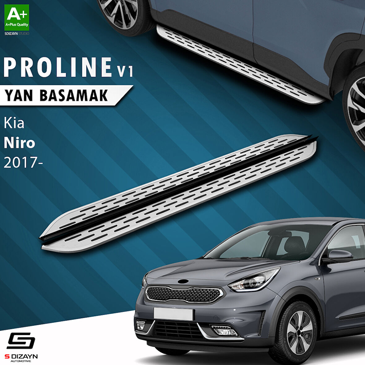 S-Dizayn Kia Niro OEM Still Pro V1 Aluminyum Yan Basamak 183 Cm 2017 Üzeri A+ Kalite