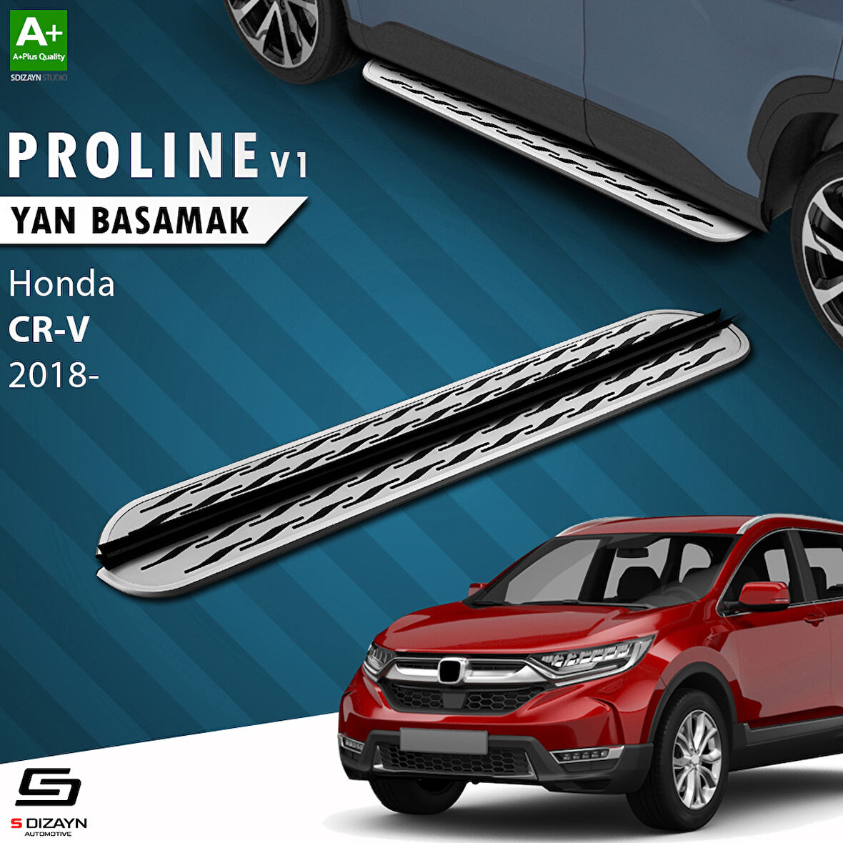 S-Dizayn Honda CR-V 5 OEM Still Pro V2 Aluminyum Yan Basamak 173 Cm 2018-2023 A+ Kalite