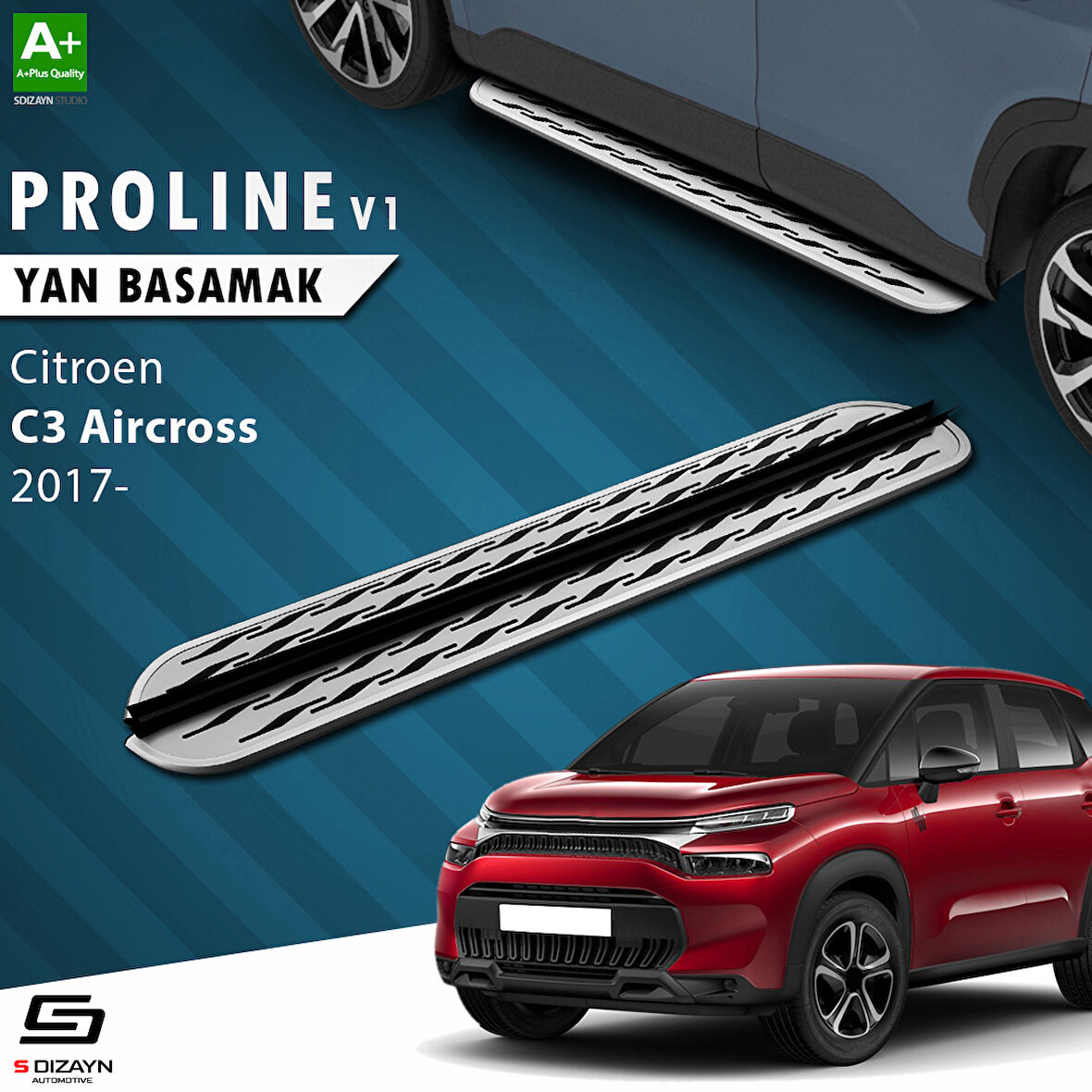 S-Dizayn Citroen C3 Aircross OEM Still Pro V2 Aluminyum Yan Basamak 183 Cm 2017 Üzeri A+ Kalite