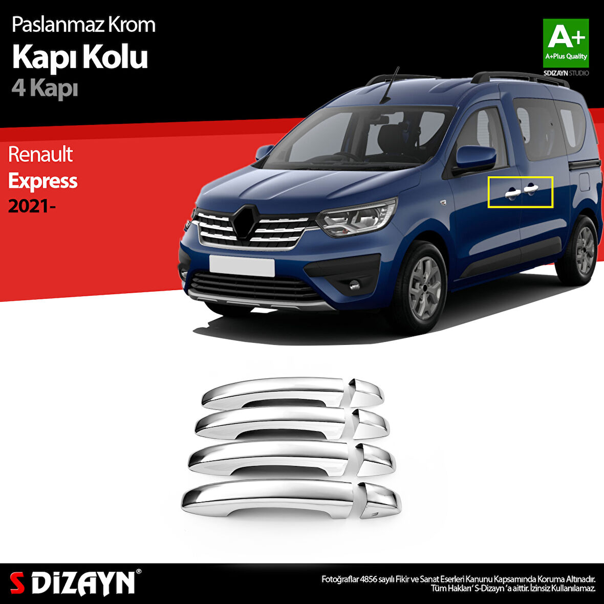 S-Dizayn Renault Express Krom Kapı Kolu 4 Kapı 2021 Üzeri