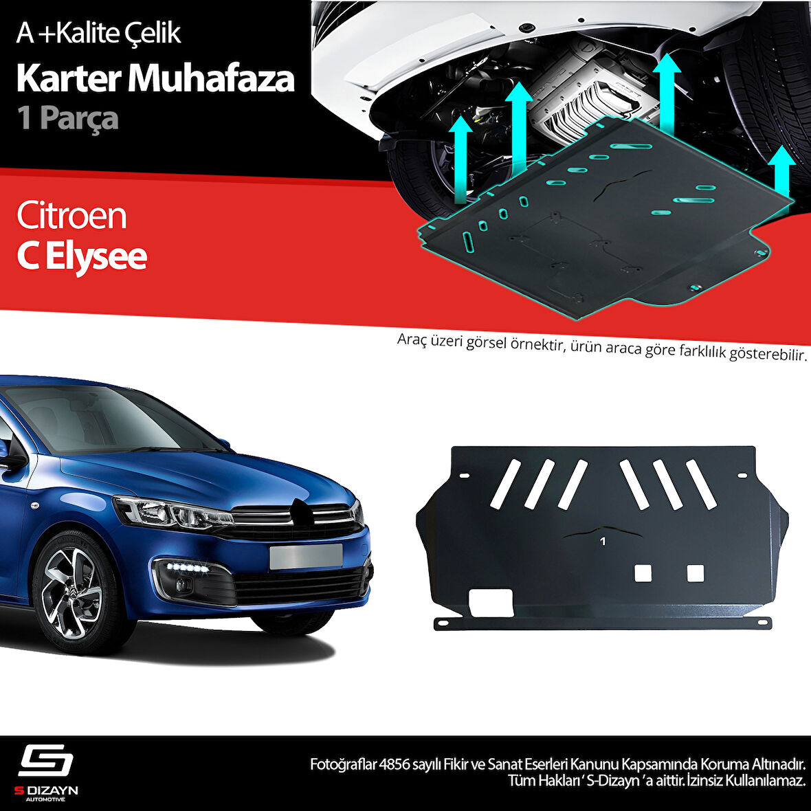 S-Dizayn Citroen C. Elysee Çelik Karter Muhafaza Koruma 2013-2017 A+ Kalite