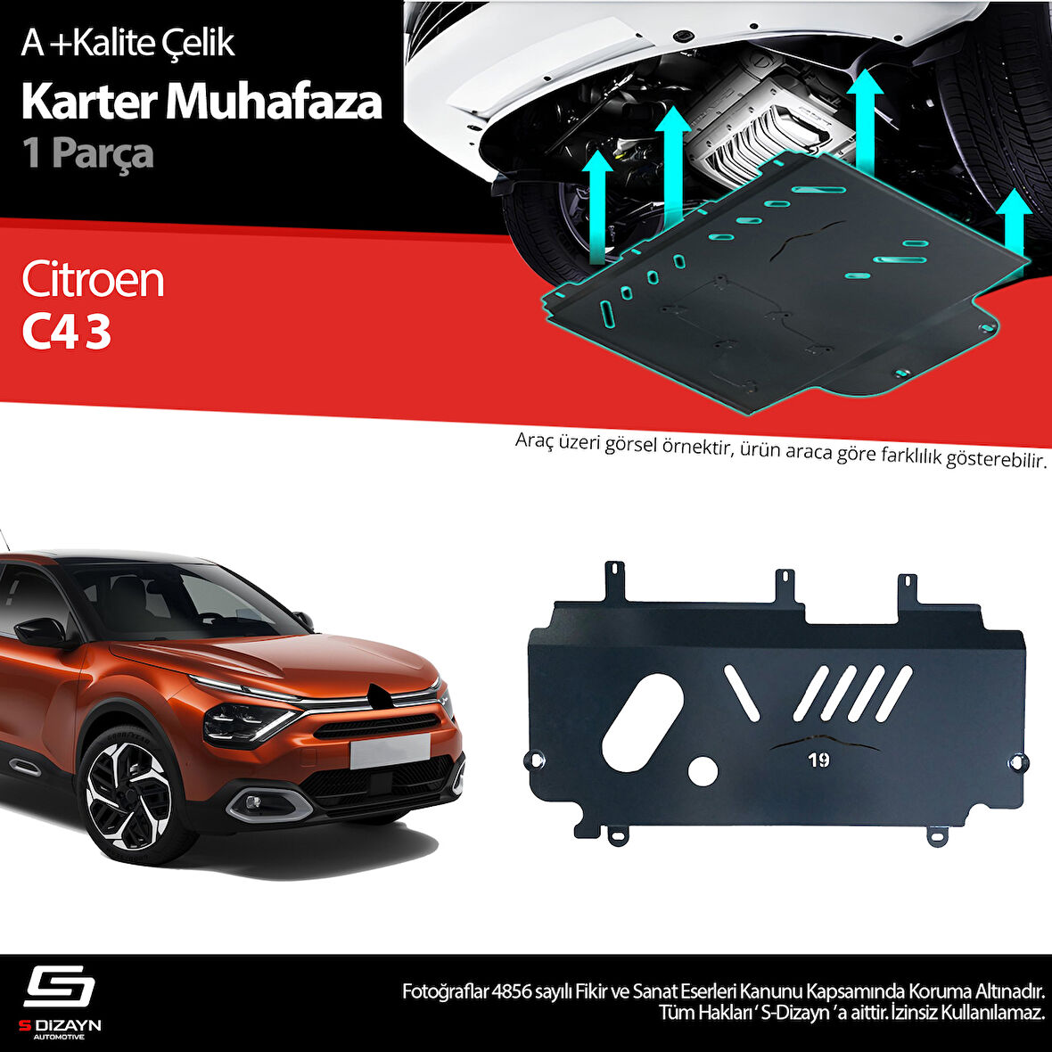 S-Dizayn Citroen C4 Çelik Karter Muhafaza Koruma 2021 Üzeri A+ Kalite