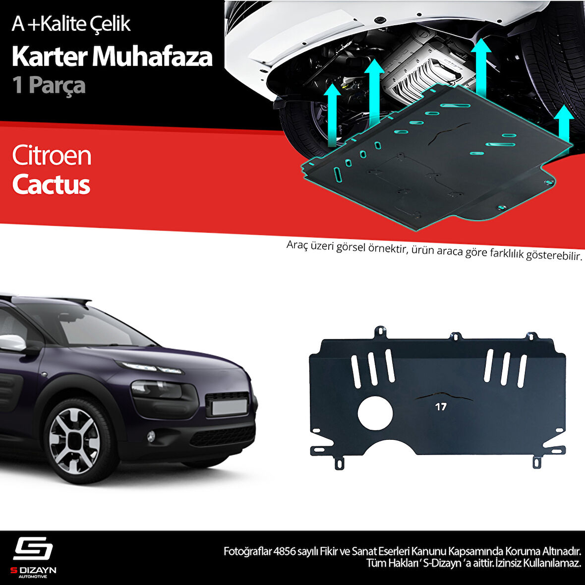 S-Dizayn Citroen Cactus Çelik Karter Muhafaza Koruma 2014-2018 A+ Kalite