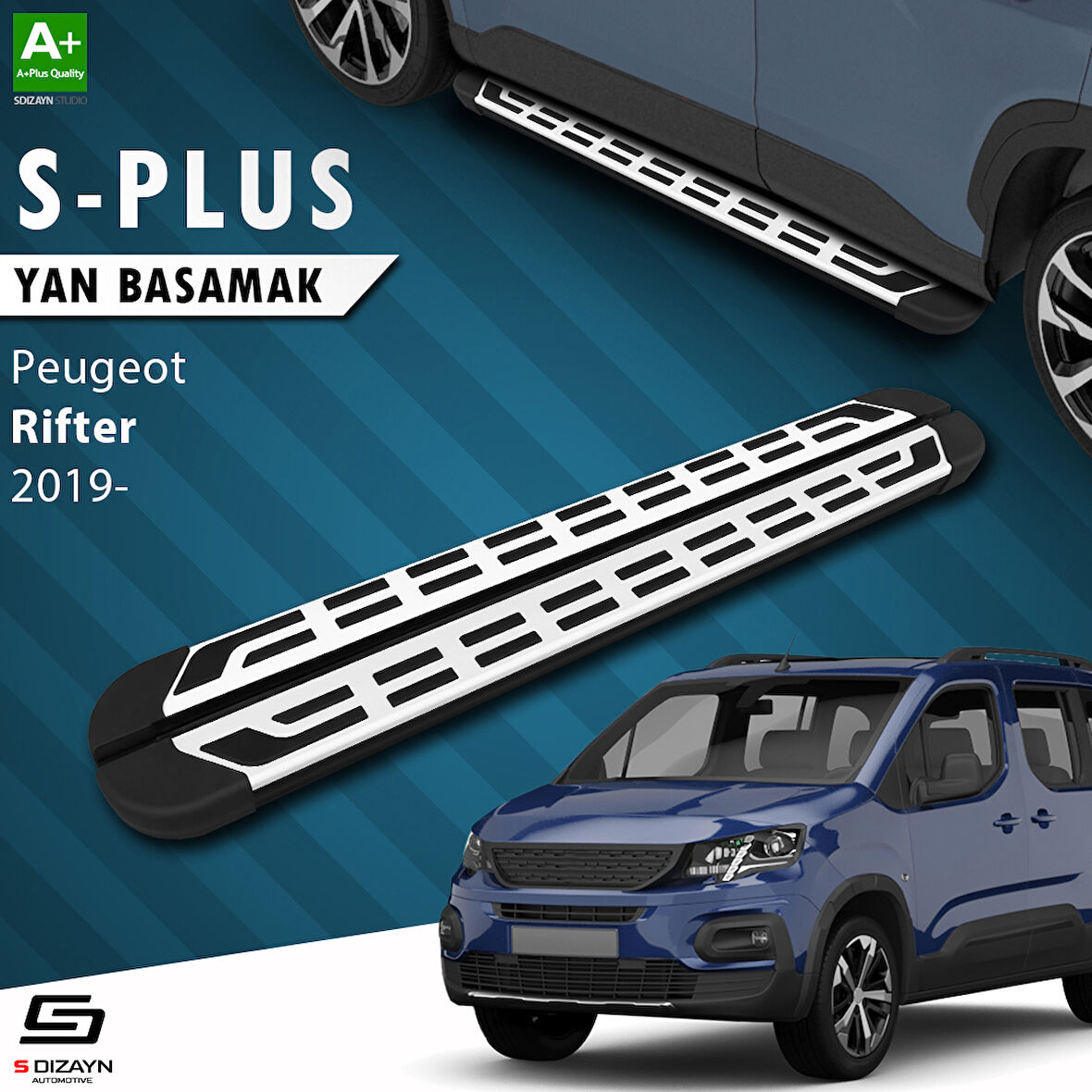 S-Dizayn Peugeot Rifter S-Plus Gri Yan Basamak 203 Cm 2019 Üzeri A+ Kalite