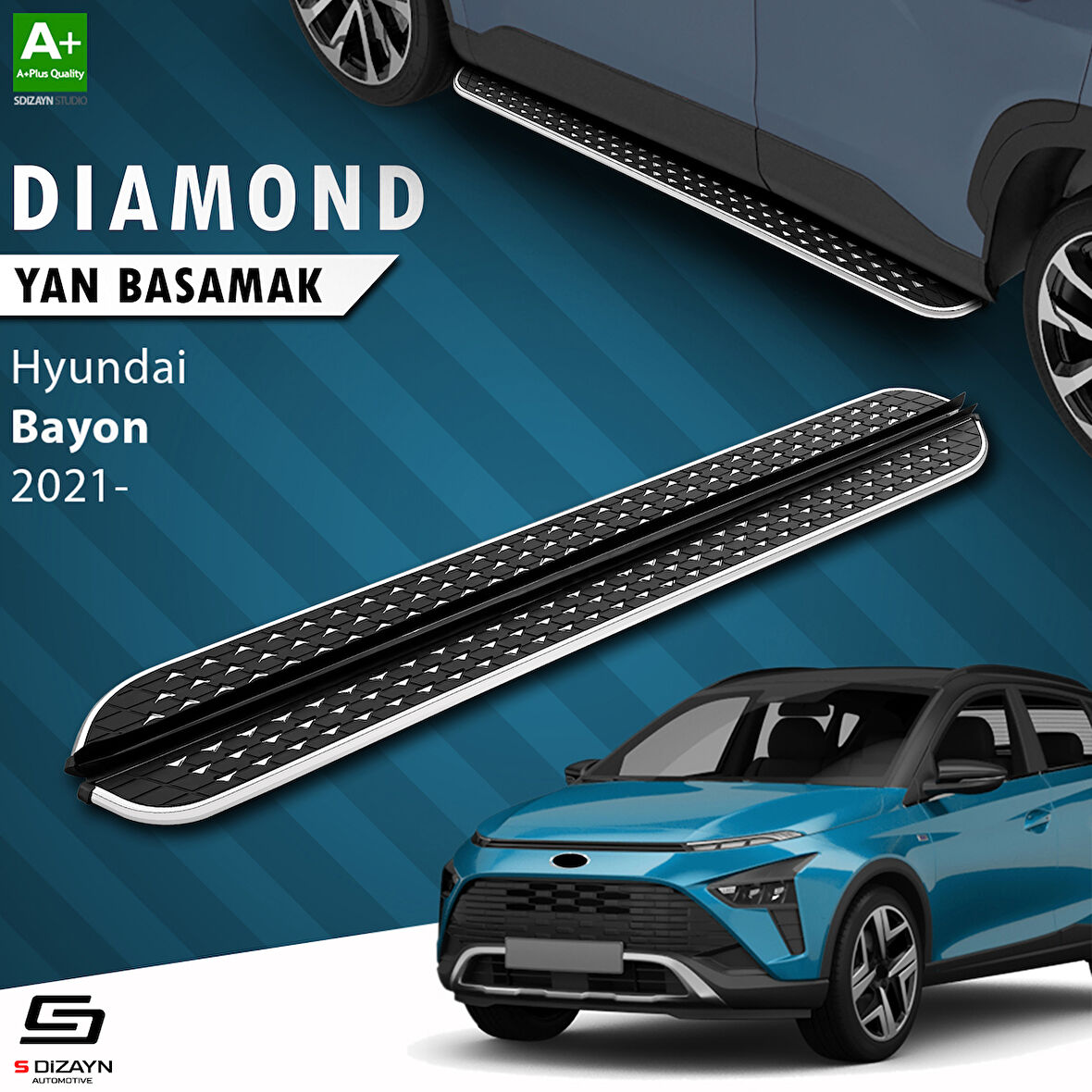 S-Dizayn Hyundai Bayon Diamond Krom Yan Basamak 173 Cm 2021-2024 A+ Kalite