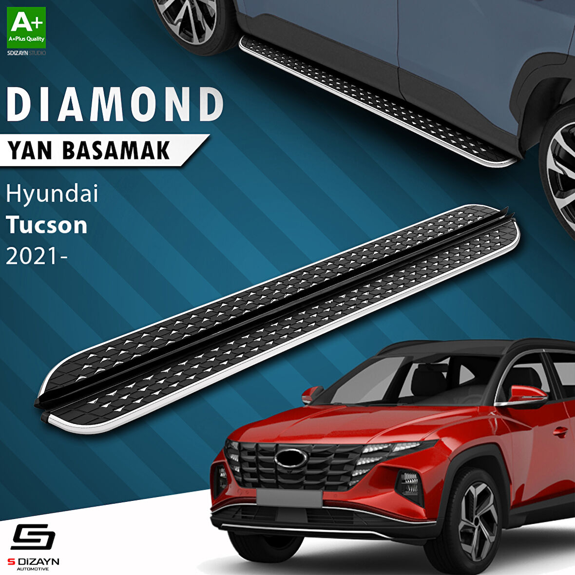 S-Dizayn Hyundai Tucson 4 Diamond Krom Yan Basamak 173 Cm 2021-2024 A+ Kalite