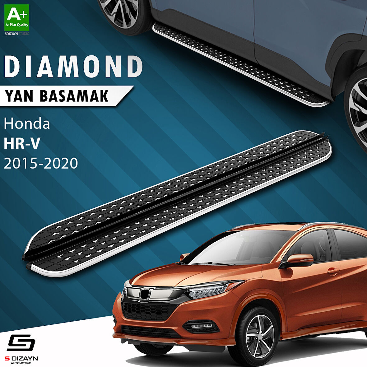 S-Dizayn Honda HR-V 2 Diamond Krom Yan Basamak 173 Cm 2015-2020 A+ Kalite