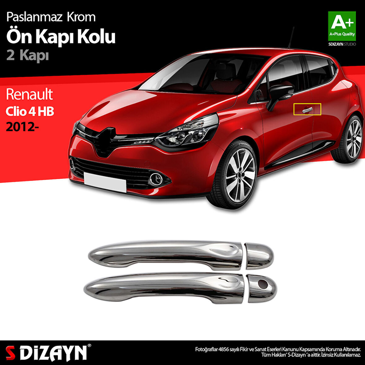 S-Dizayn Renault Clio 4 HB Krom Ön Kapı Kolu 2 Kapı 2012-2019