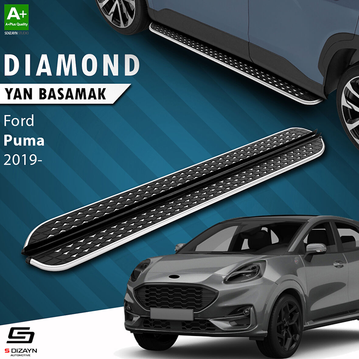S-Dizayn Ford Puma Diamond Krom Yan Basamak 173 Cm 2019 Üzeri A+ Kalite