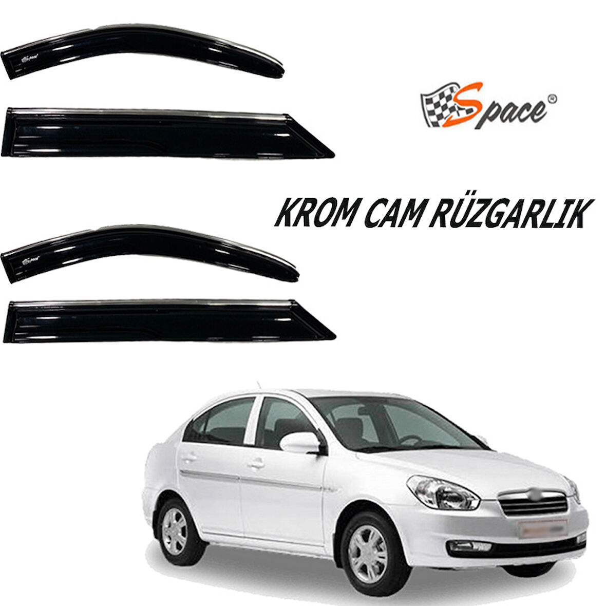 Krom cam rüzgarlığı 1.2mm Hyundaı Accent Era 2006- 4'lü / CARU431