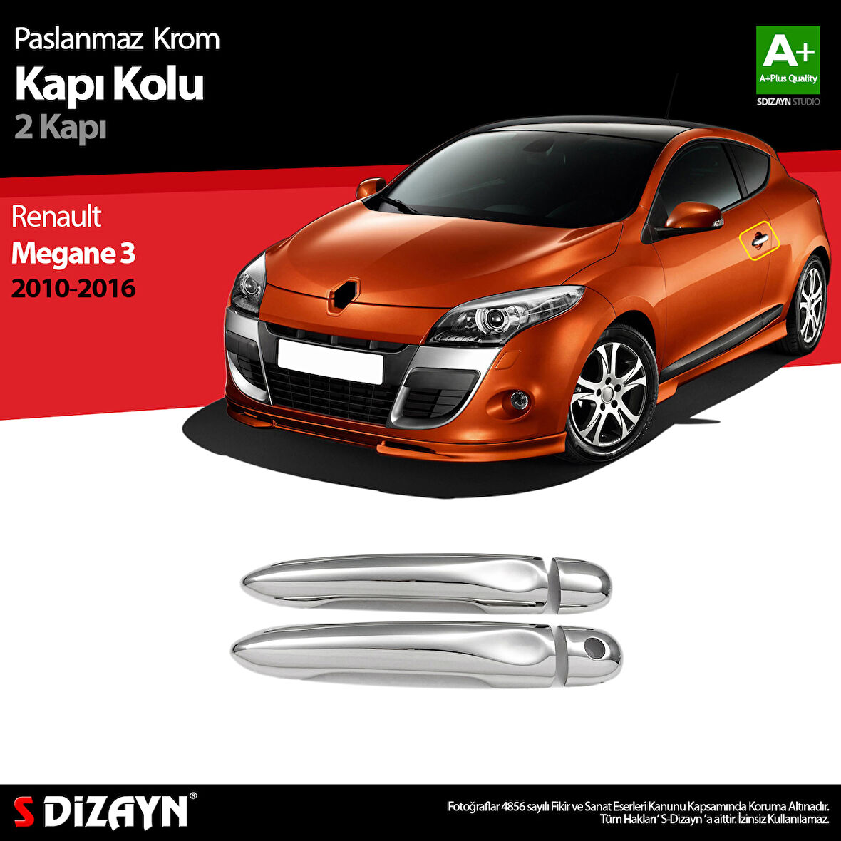 S-Dizayn Renault Megane 3 Krom Kapı Kolu 2 Kapı 2010-2016