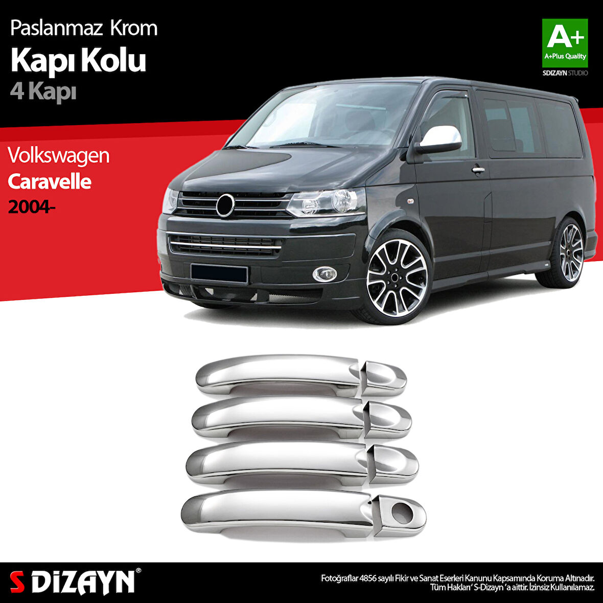 S-Dizayn VW T5 Caravelle Krom Kapı Kolu 4 Kapı 2004-2015