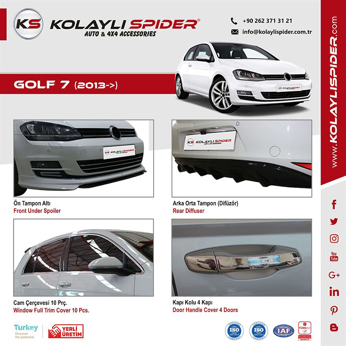 VW Golf 7 Marşpiyel 2 Prç Fiber 2013 ve Sonrası