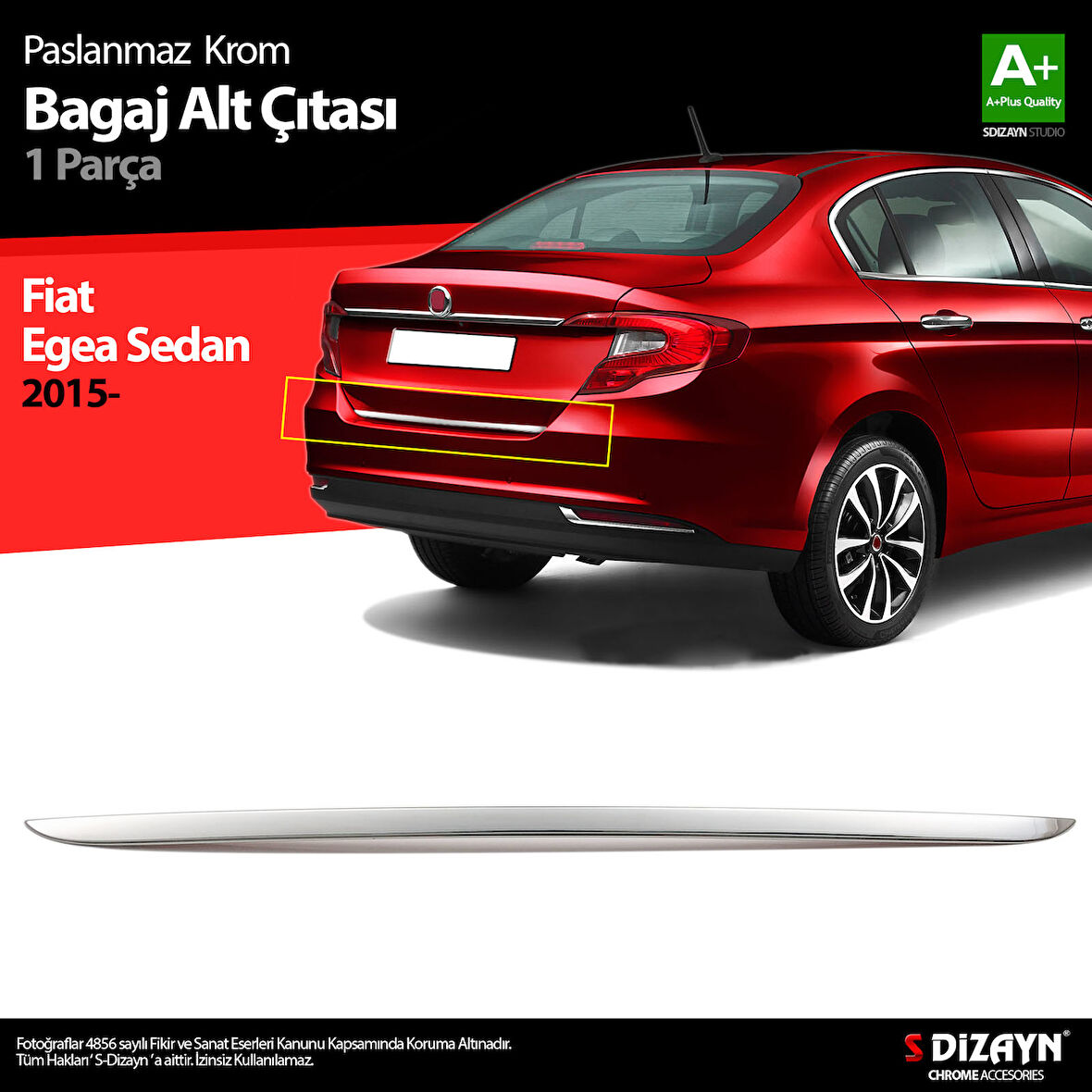 S-Dizayn Fiat Egea SD Krom Bagaj Alt Çıtası 2015-2020