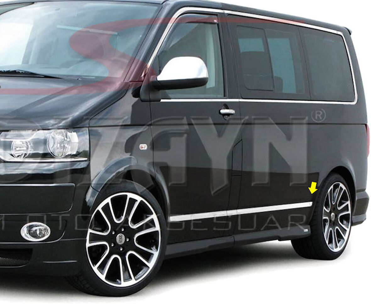 S-Dizayn VW T6 Transporter Krom Yan Kapı Çıtası 5 Prç. (K.Şasi) 2015-2019