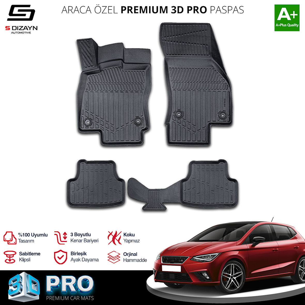 S-Dizayn Seat Leon 3D Pro Havuzlu Paspas 2012-2020 A+ Kalite