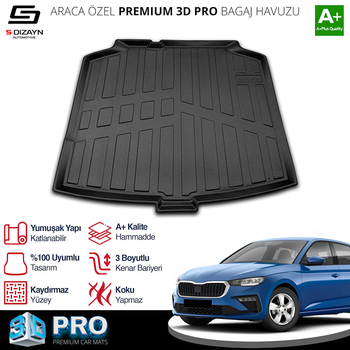 S-Dizayn Skoda Scala 3D Pro Bagaj Havuzu 2019 Üzeri A+ Kalite