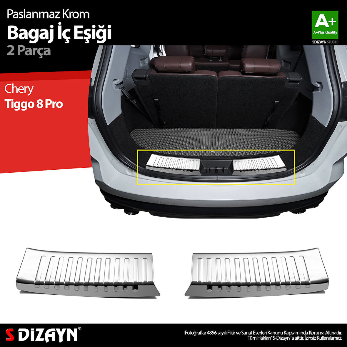 S-Dizayn Chery Tiggo 8 Pro Krom Bagaj İç Eşiği 2022 Üzeri A+ Kalite