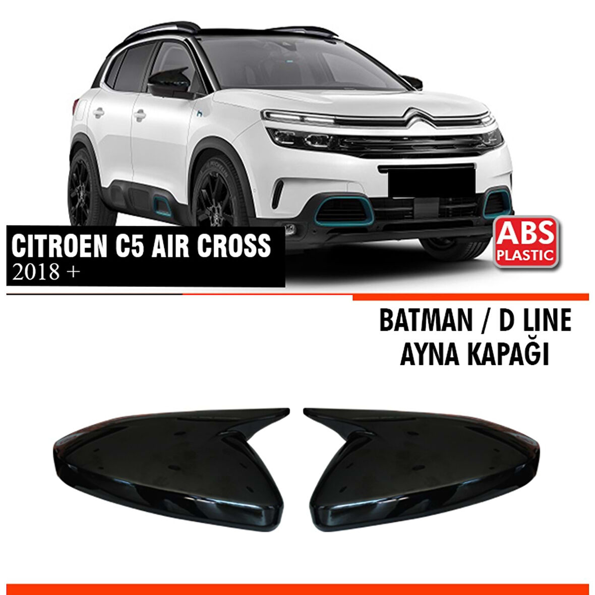 C5 Aircross Batman Ayna Kapağı Piano Black / 2018 Sonrası