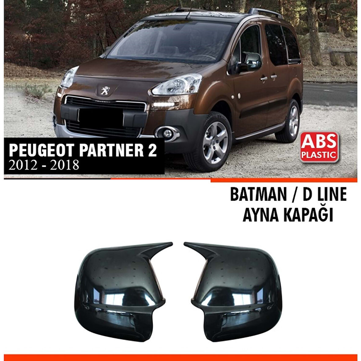 Partner 2 Batman Ayna Kapağı Piano Black /2012-2018