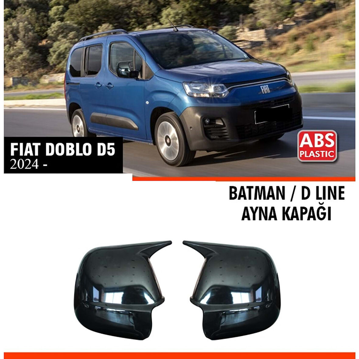 Doblo Batman Ayna Kapağı Piano Black / 2024 Sonrası