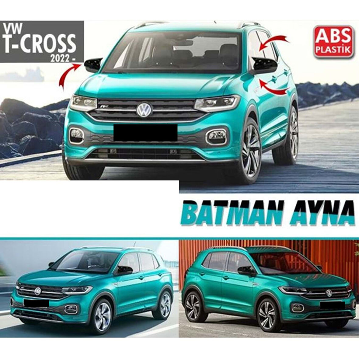T-Cross Batman Ayna Kapağı Piano Black / 2017 Sonrası