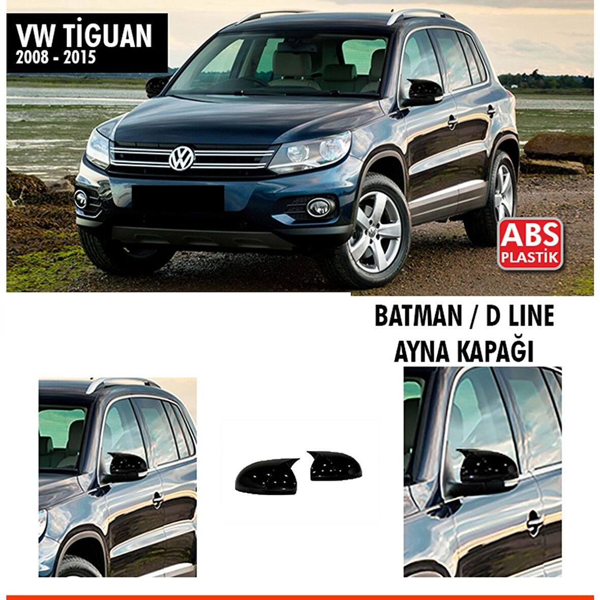 Tiguan Batman Ayna Kapağı Piano Black / 2008-2015