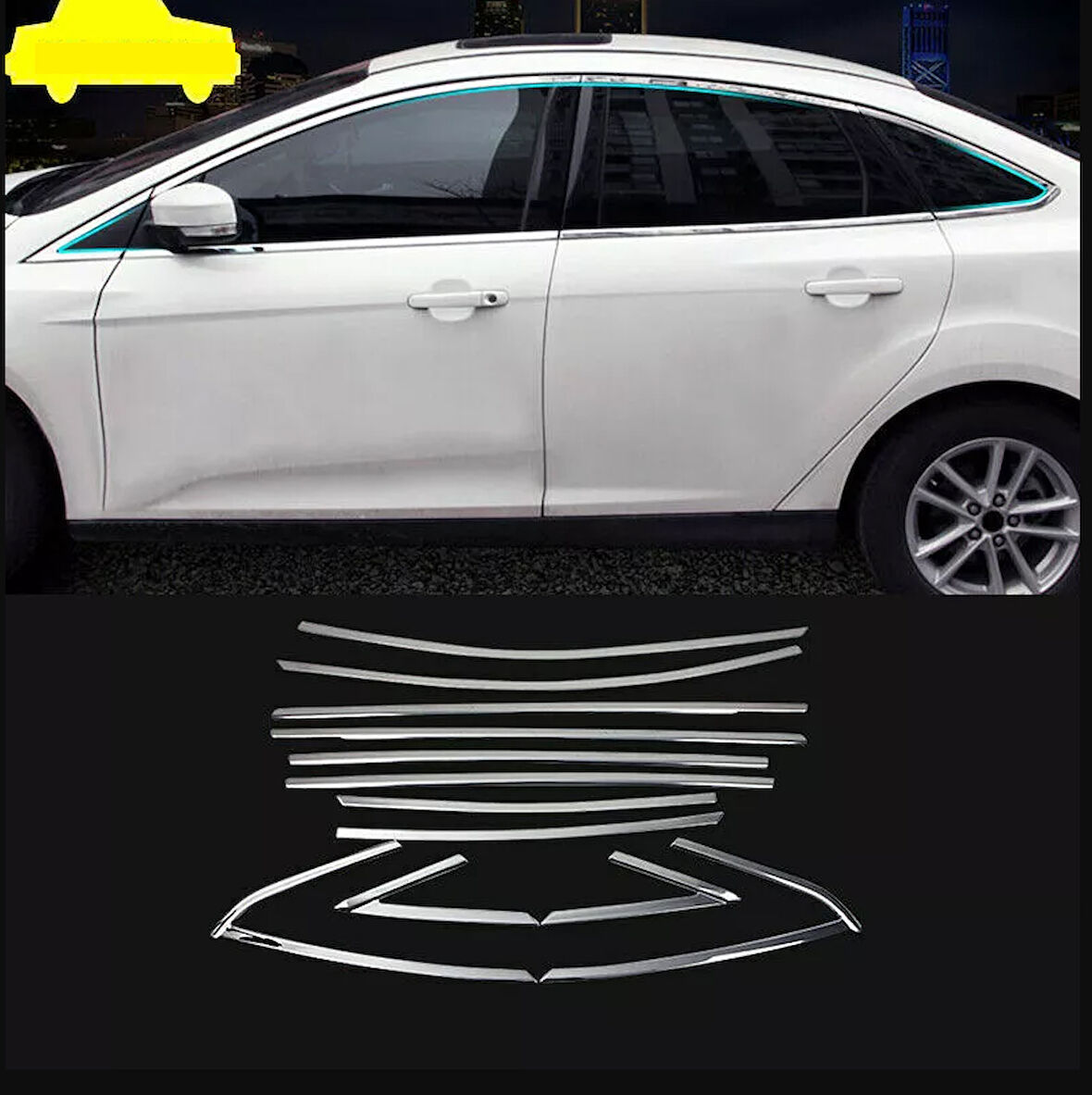 Ford Focus Uyumlu Sedan 2011 2018 Cam Çıtası Krom