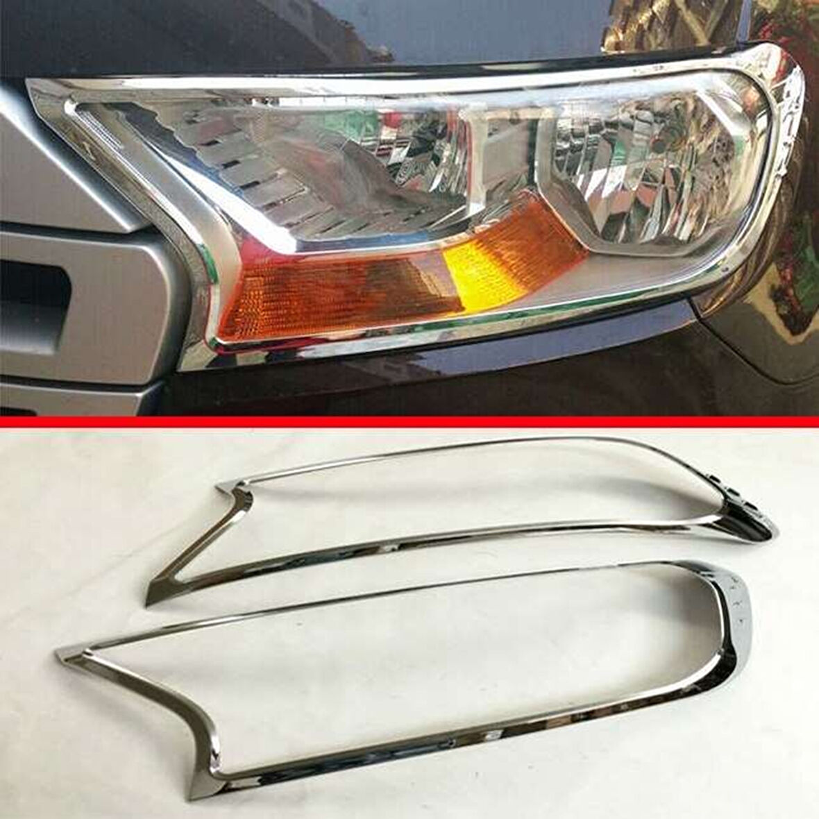 Ford Ranger Uyumlu 2016 2018 Ön Far Kaplama ABS(Plastik) Krom