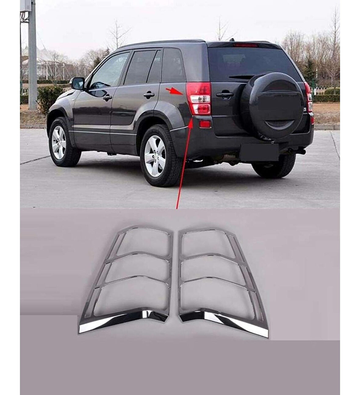 Suzuki Grand Uyumlu Vitara 2007 2012 Arka Stop Kaplama Abs (Plastik) Krom