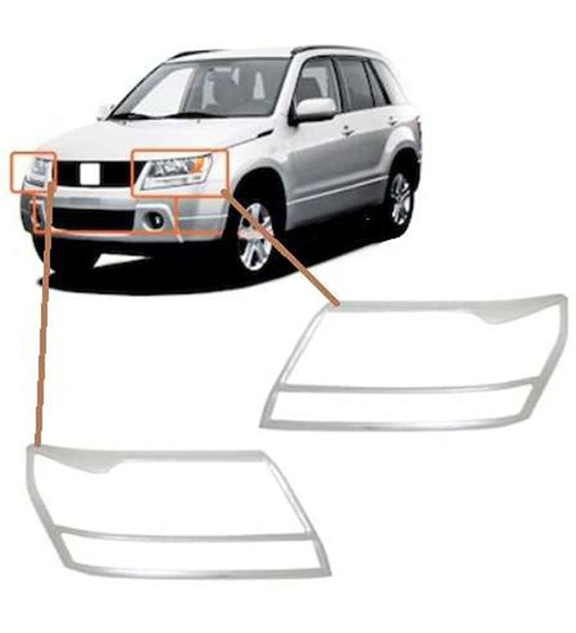 Suzuki Grand Uyumlu Vitara 2007 2012 Ön Far Kaplama Abs (Plastik)