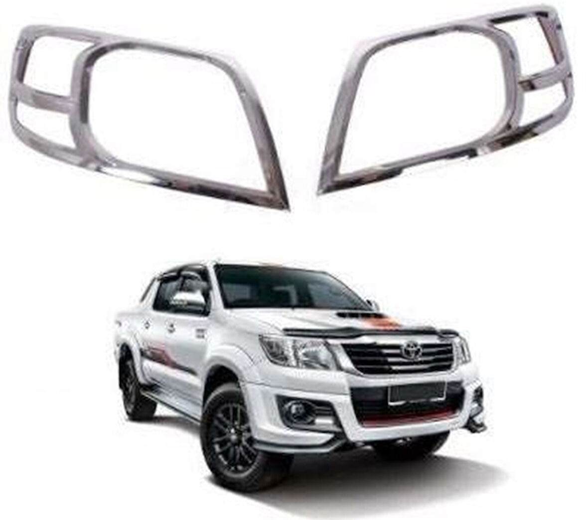 Toyota Hilux Uyumlu 2012 2015 Ön Far Kaplama ABS(Plastik) Krom 