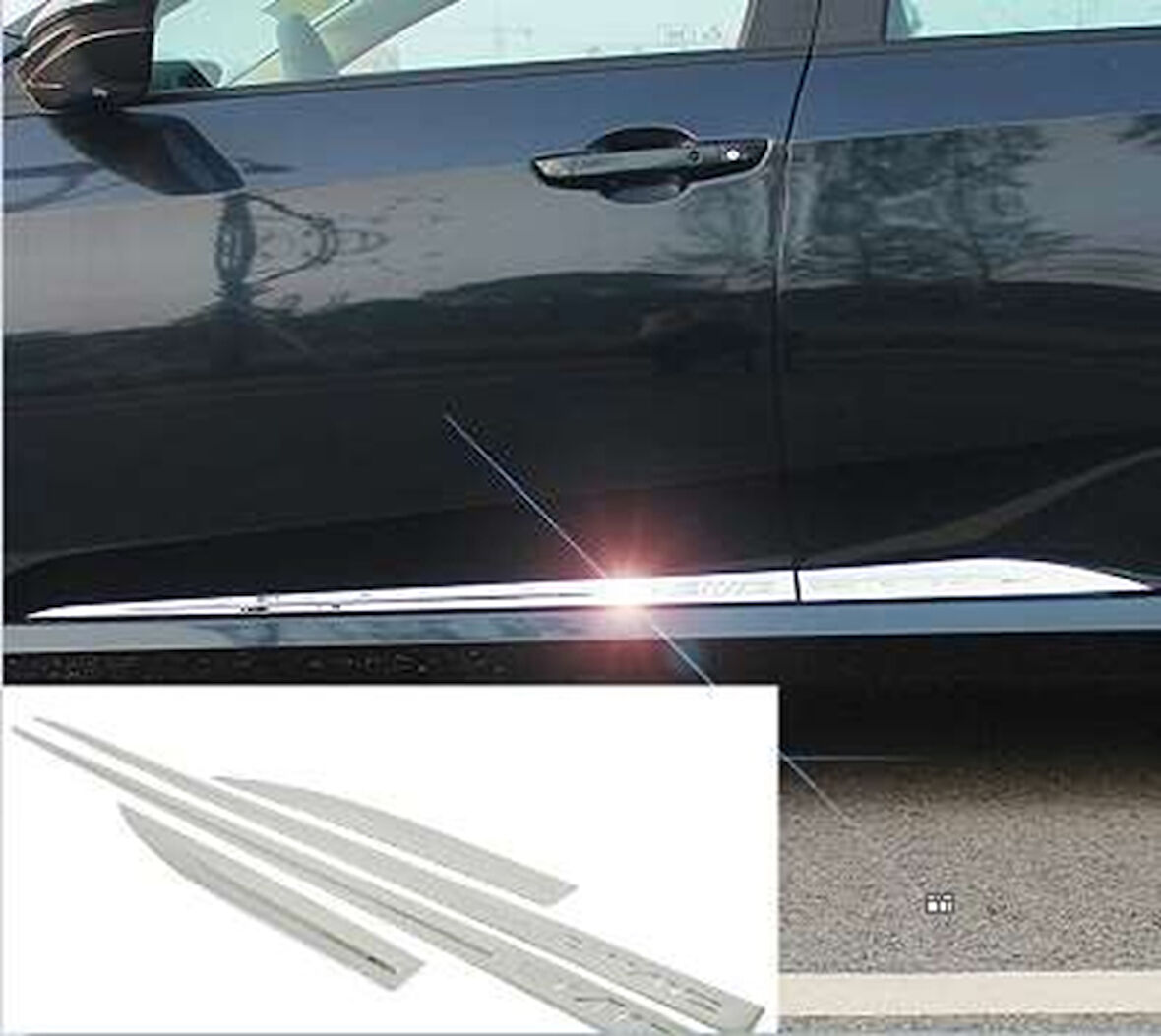 Honda Civic Uyumlu 2016 Sonrası Yan Kapı Çıtası Krom