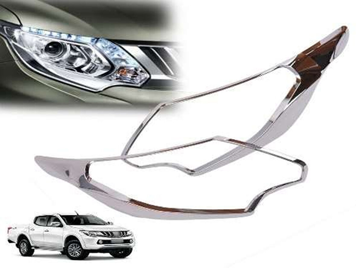 Mitsubishi L200 Uyumlu 2015 2018 Ön Far Kaplama ABS (Plastik) Krom