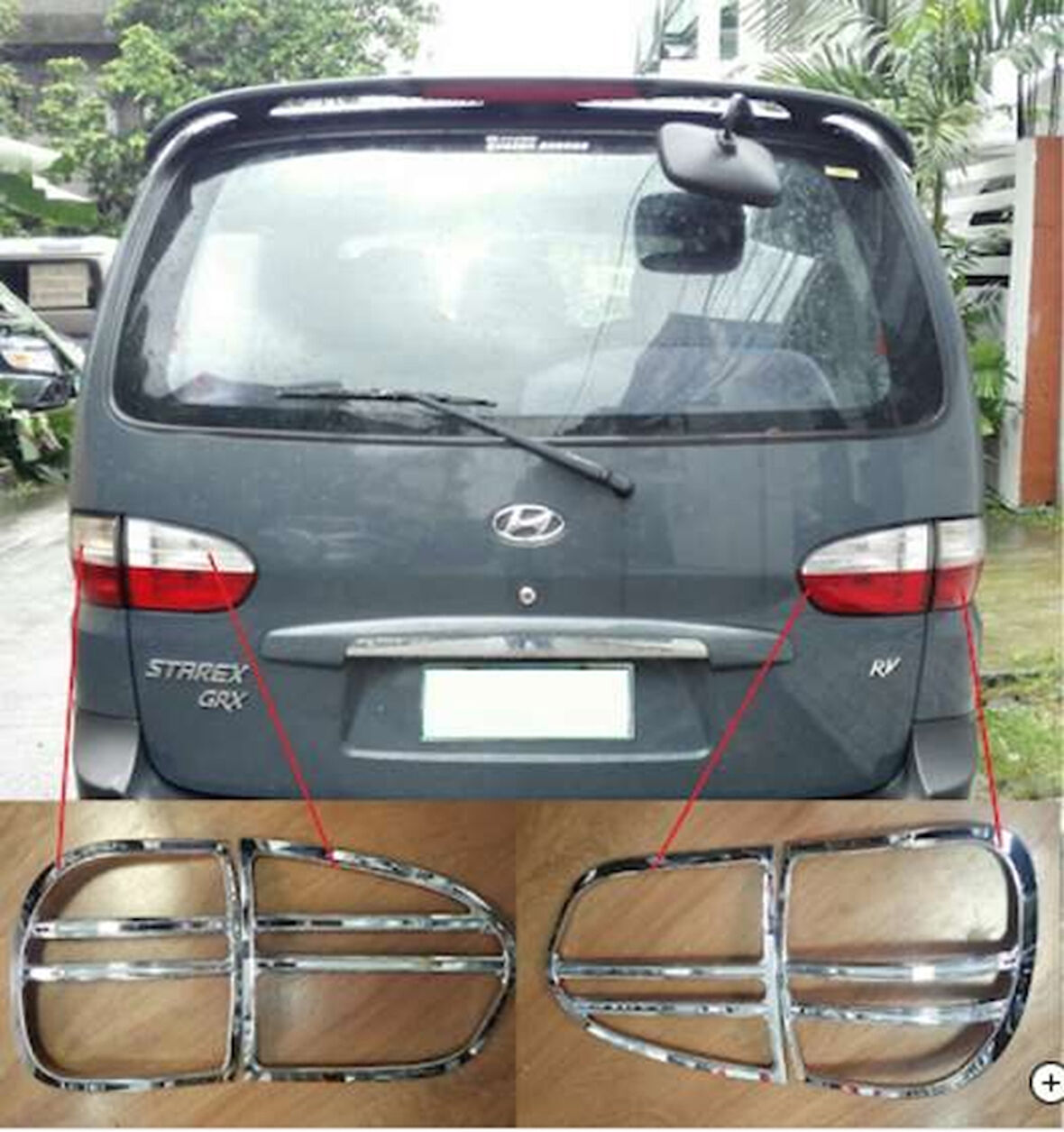 Hyundai Starex Uyumlu 1997 2007 Arka Stop Kaplama ABS(Plastik) Krom