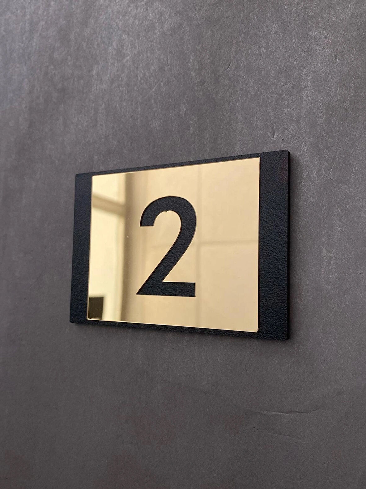 Lux Gold Aynalı Mdf Serisi İç Mekan Apartman Daire Kapı Numarası